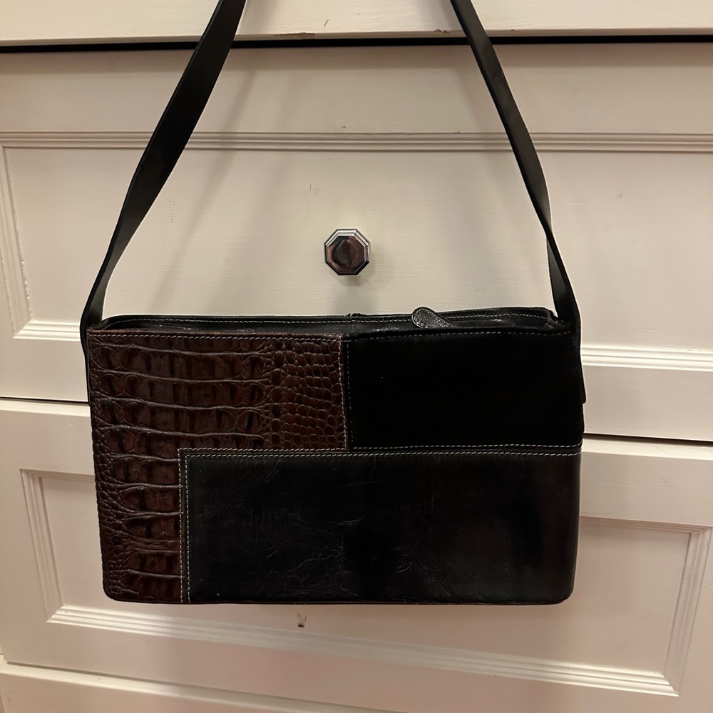Black and Brown Patchwork Shoulder Bag